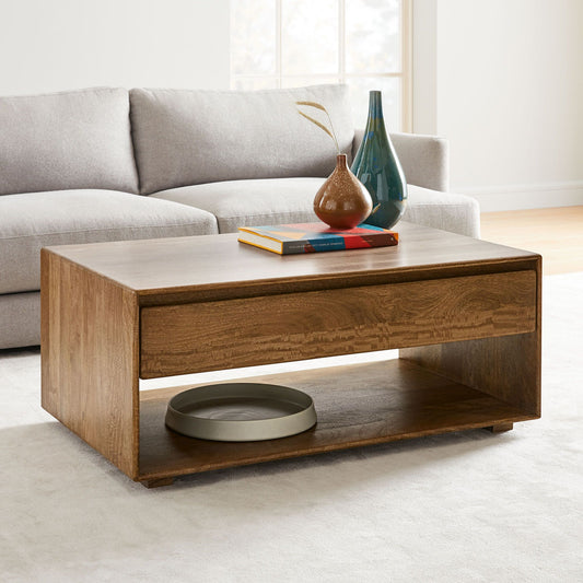 Solid Wood Center Table with Drawer for Living Room