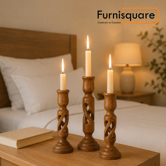 Sheesham Wood Candle Holder Set of 3