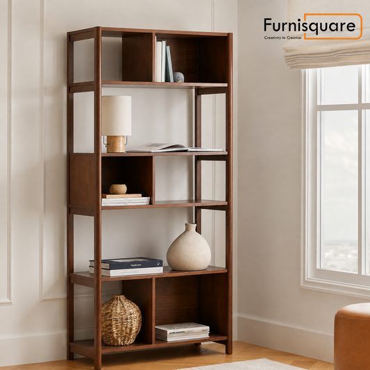 Solid Wood Bookshelf for Living Room