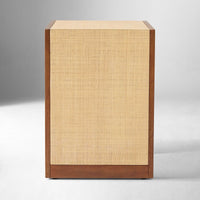 Solid Wood Side Table with Raffia and Drawer