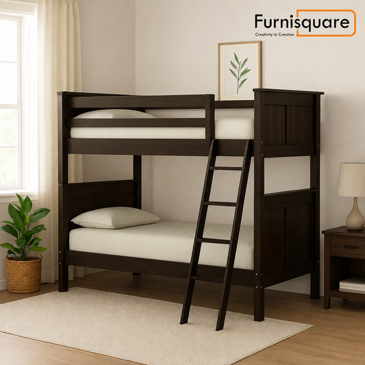 Solid Wood Bunk Bed in Espresso Finish