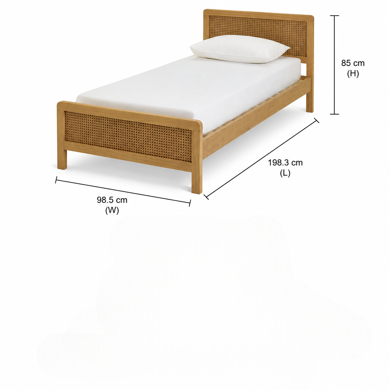 Wooden Single Bed for Kid's Bedroom in Rattan Design