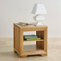 Solid Wood Bedside Table with 2 Shelves for Bedroom