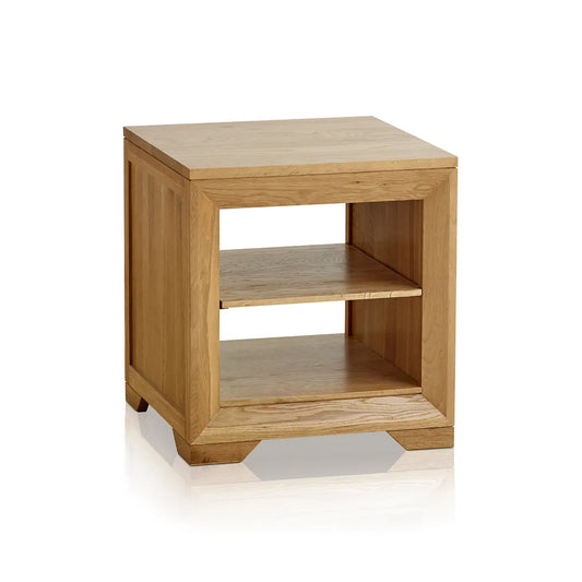 Solid Wood Bedside Table with 2 Shelves for Bedroom