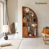 Wooden Bookshelf for Living Storage in Natural Finish