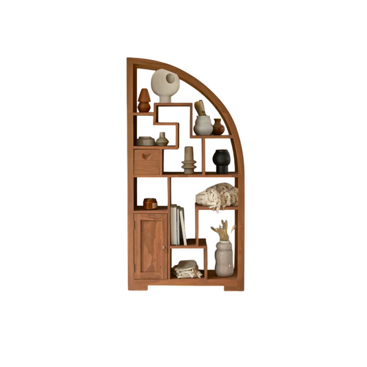 Wooden Bookshelf for Living Storage in Natural Finish