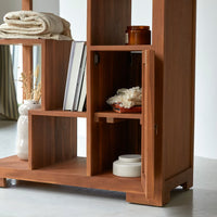 Wooden Bookshelf for Living Storage in Natural Finish