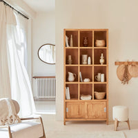 Wooden Bookshelf for Living Storage in Honey Finish