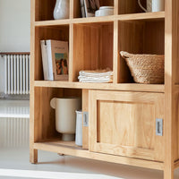 Wooden Bookshelf for Living Storage in Honey Finish