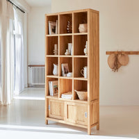 Wooden Bookshelf for Living Storage in Honey Finish