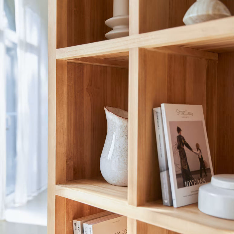 Wooden Bookshelf for Living Storage in Honey Finish