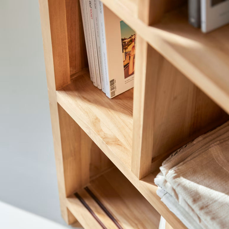Wooden Bookshelf for Living Storage in Honey Finish