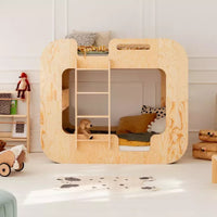 Solid Wood Kids' Bunk Bed with Rounded Edges & Ladder