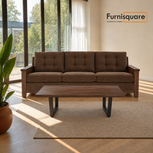 Solid Wood Sofa Set 3-Seater for Living Room