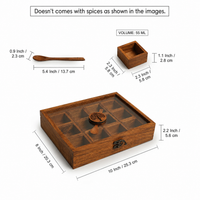 Solid Wood Spice Box with Spoon