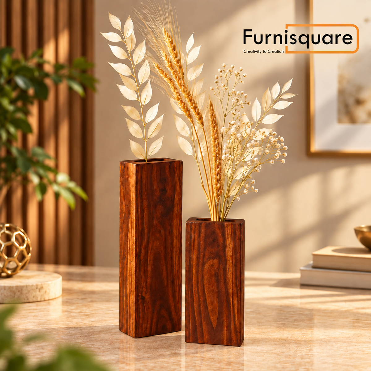 Wooden Decorative Vase Set for Home Décor