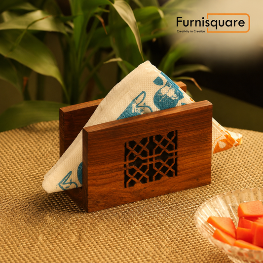 Solid Wood Hand Carved Napkin Holder