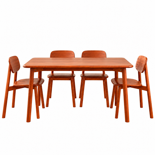 Solid Wood Dining Table 4-Seater Set for Dining Room in Natural Finish