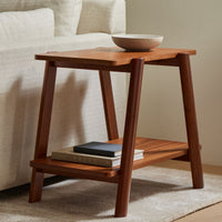 Solid Wood Two-Tier Side Table for Living Room
