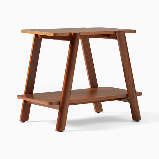 Solid Wood Two-Tier Side Table for Living Room