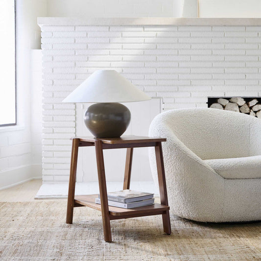 Solid Wood Two-Tier Side Table for Living Room
