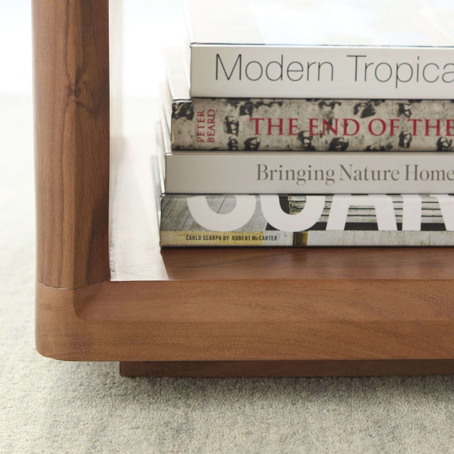 Wooden Cube Side Table with Open Storage | Solid Wood End Table