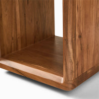 Wooden Cube Side Table with Open Storage | Solid Wood End Table