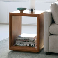 Wooden Cube Side Table with Open Storage | Solid Wood End Table
