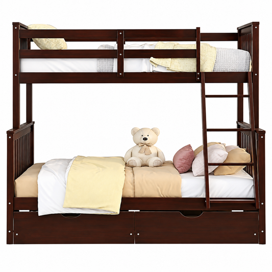 Wooden Bunk Bed with Storage Drawers