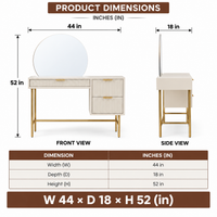 Wooden Dressing Table with Round Mirror