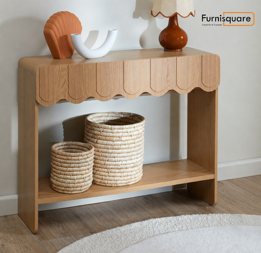 Wooden Console Table with 2 Discreet Drawers