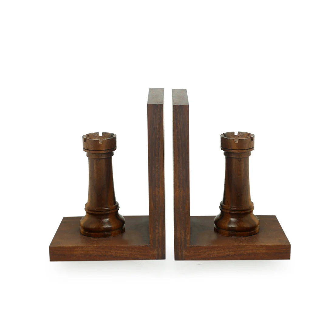 Chess Rook Wooden Book Ends for Shelf