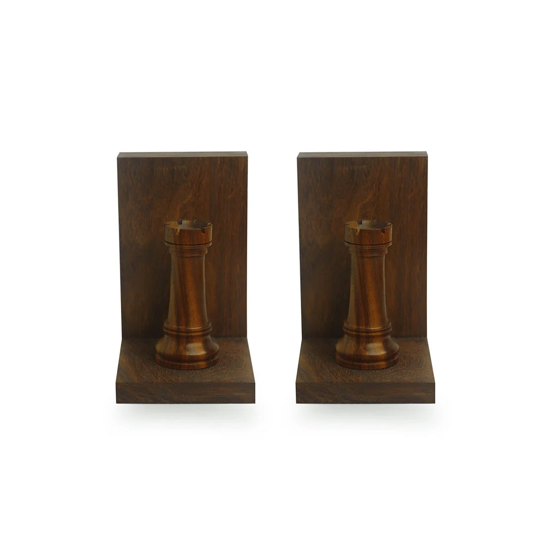 Chess Rook Wooden Book Ends for Shelf