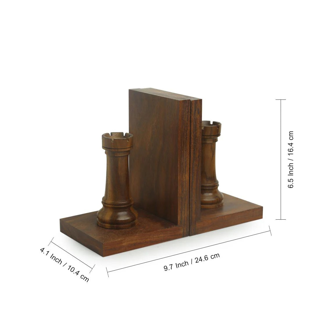 Chess Rook Wooden Book Ends for Shelf
