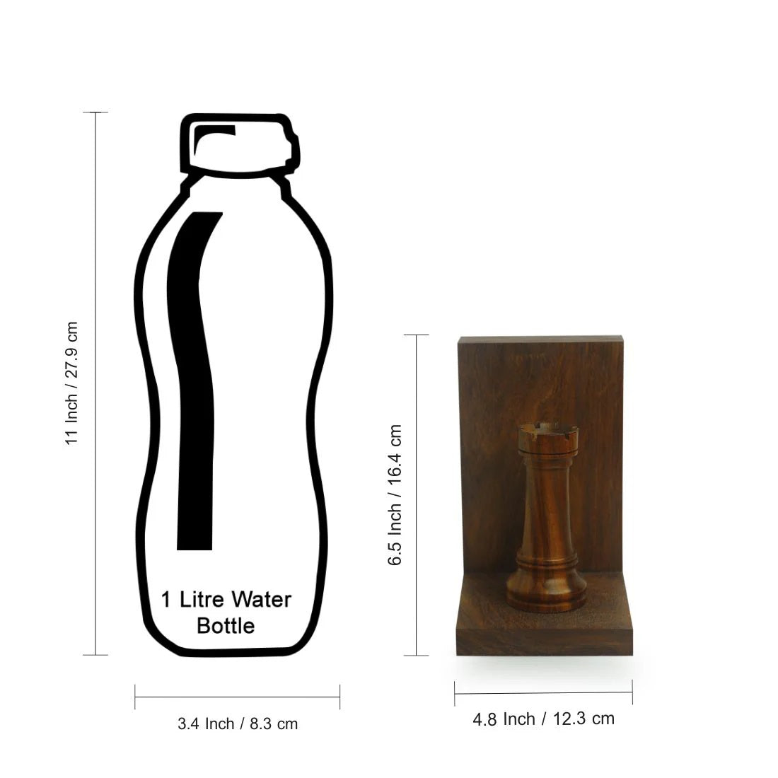 Chess Rook Wooden Book Ends for Shelf