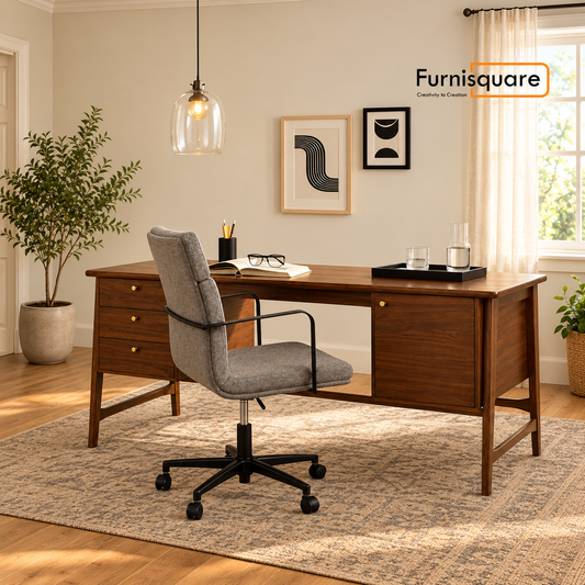Wooden Writing Desk with Multiple Drawers