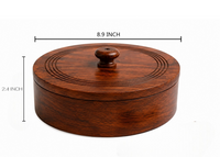 Sheesham Wood Hand Carved Spice Box with Spoon