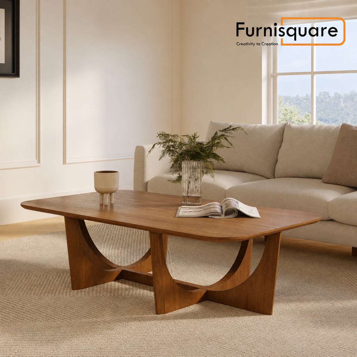 Solid Wood Rectangular Center Table for Living Room