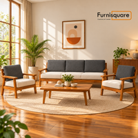 Wooden Sofa Set 5-Seater for Living Room