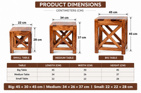 Wooden Nesting Tables Set of 3 Stools for Decor