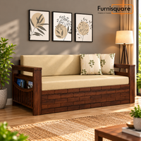 Wooden 3 Seater Sofa Cum Bed for Living Room