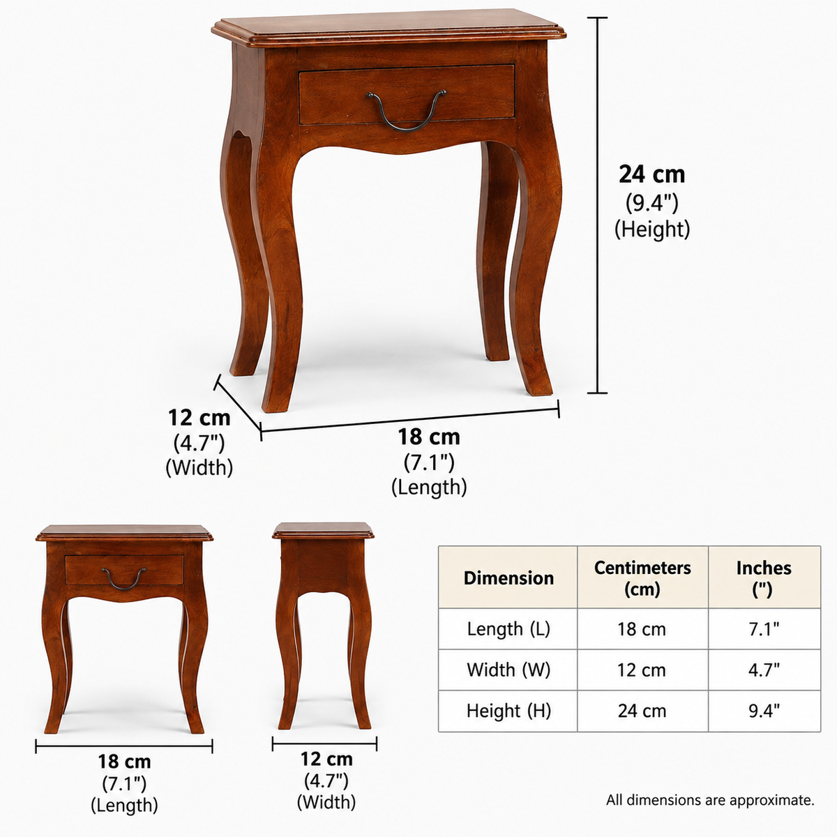 Wooden Bed Side Nightstand End Table with 1 Drawer Storage