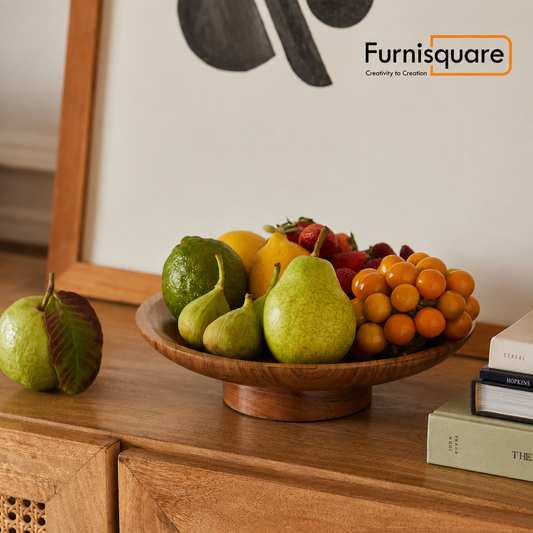 Wooden Serving Bowl Multi-Purpose Pedestal Bowl for Fruits, Snacks & Decoration