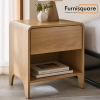 Wooden Bedside Table with Drawers for Bedroom