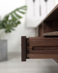 Solid Wood TV Cabinet in Natural Finish for Entertainment Space