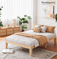 Solid Wood Platform Bed Frame with Slats
