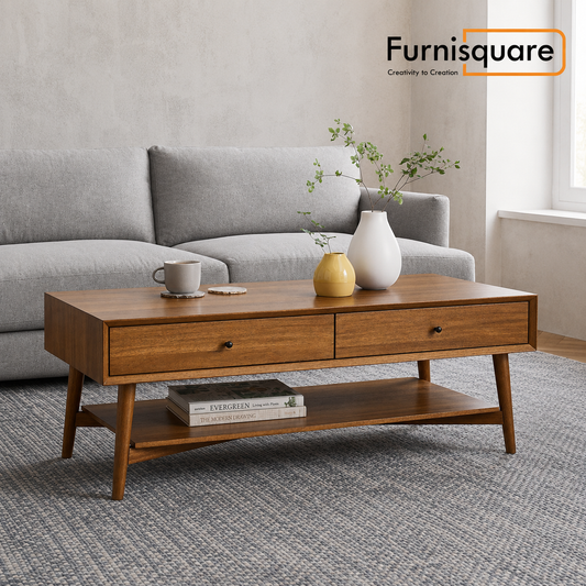 Wooden Center Table with Drawer for Living Room