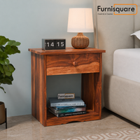 Wooden Bedside Table with Drawers for Bedroom