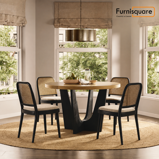 Solid Wood Dining Table 4-Seater Set for Dining Room