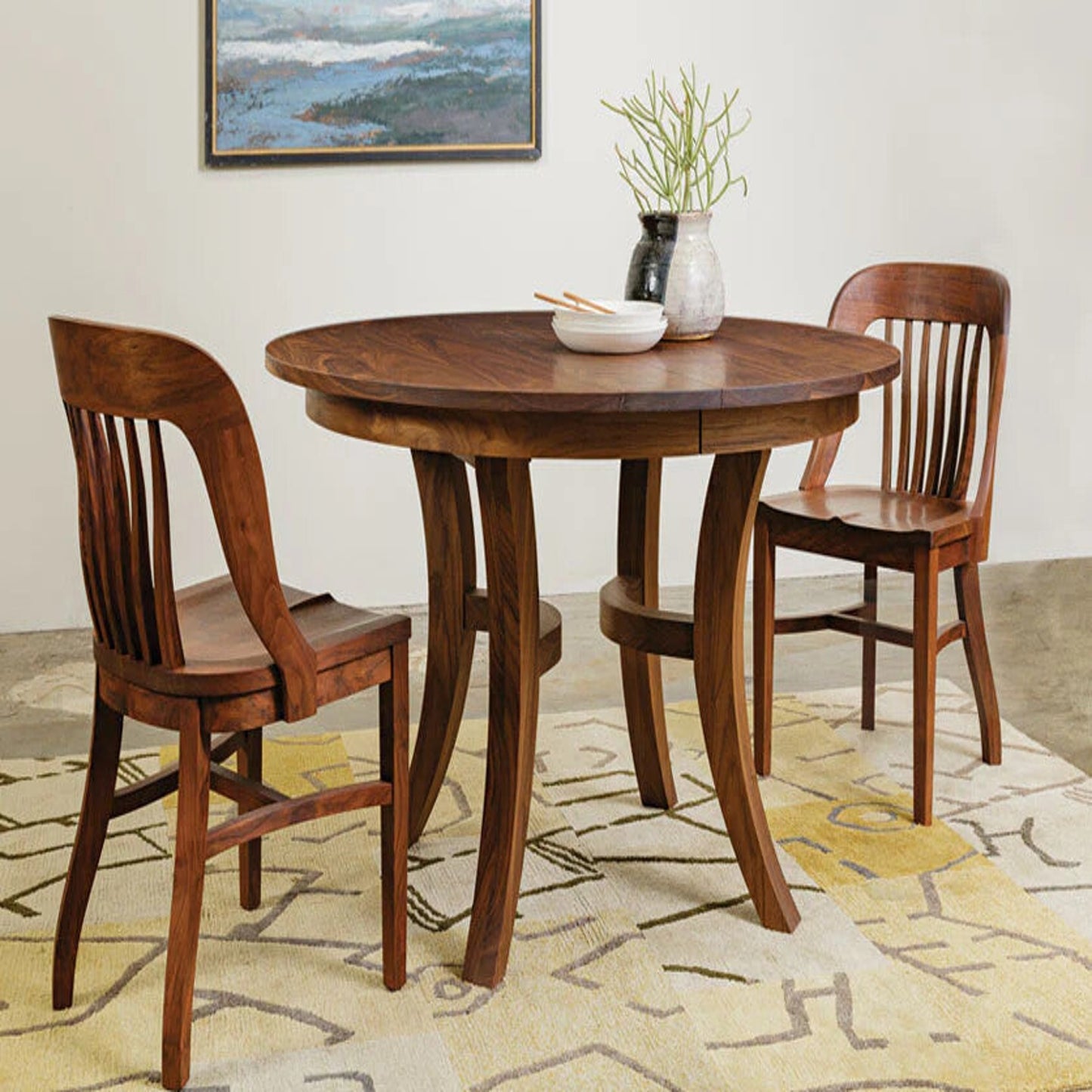 Wooden Dining Table 2-Seater Set for Dining Room in Natural Finish